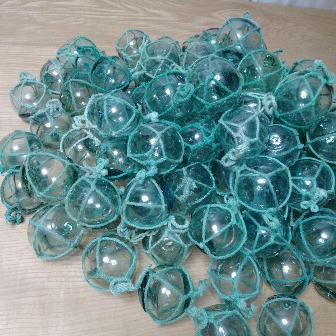 ガラス浮球　浮き玉　ガラス玉　漁具　 １００個セット　網紐付き