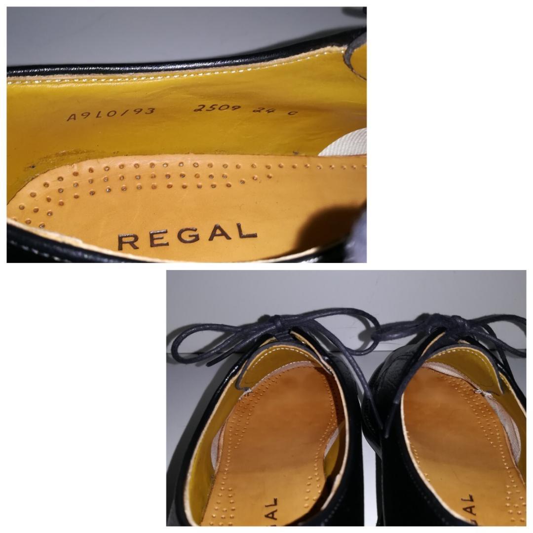 d0359 未使用に近い リーガル シボ革 プレーントゥ 24EE 黒 ブラック