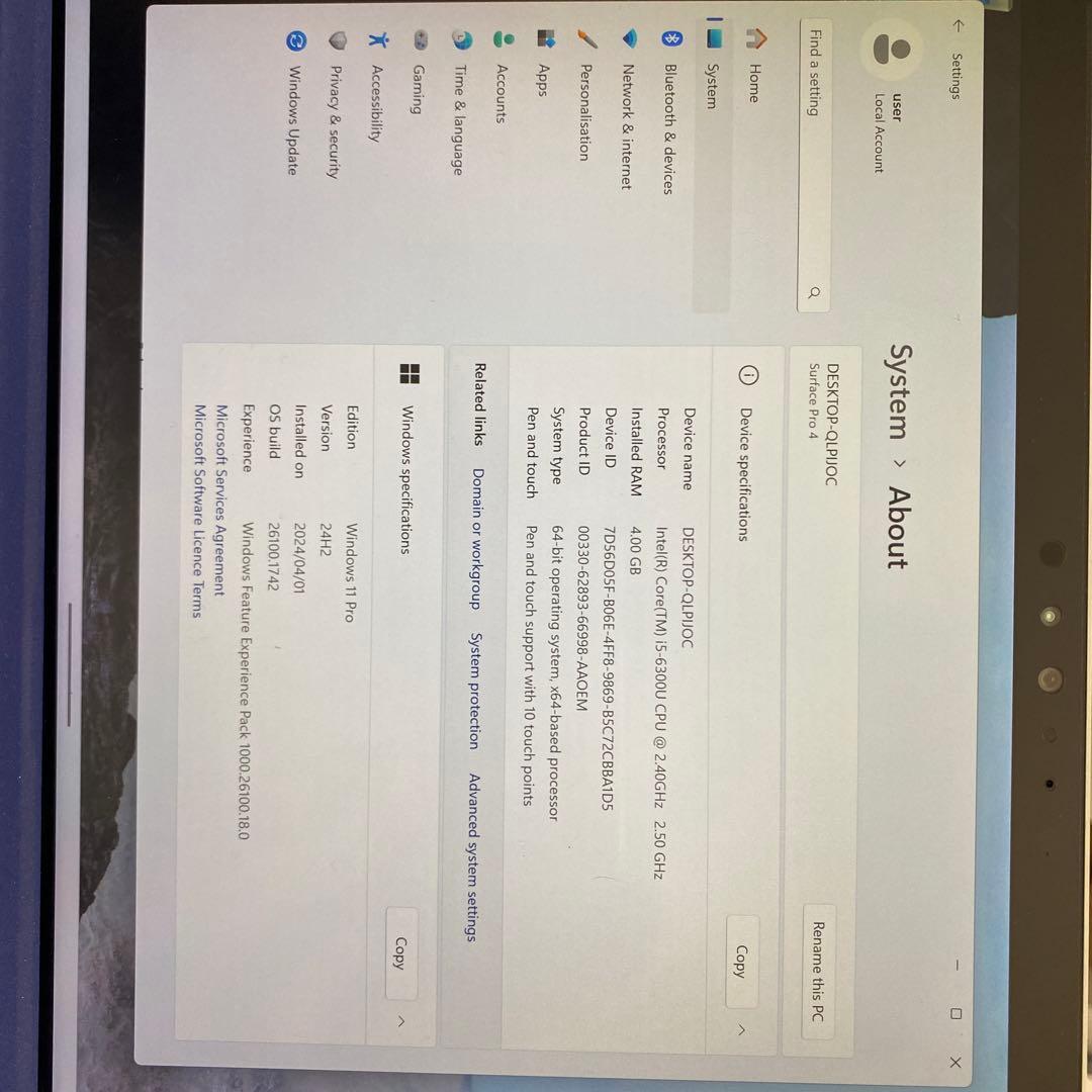 Microsoft Surface Pro 4 ブルー キーボード付き