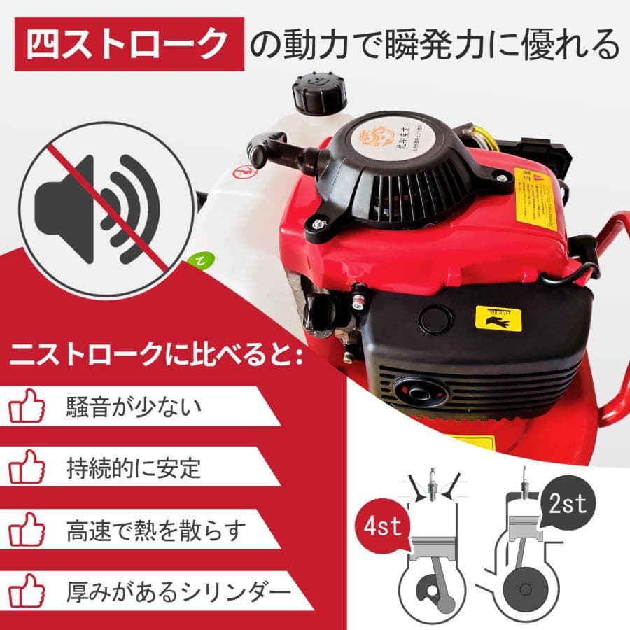 エンジン式耕運機 手押し耕うん機 排気量55cc耕幅38cm 耕深10-25cm
