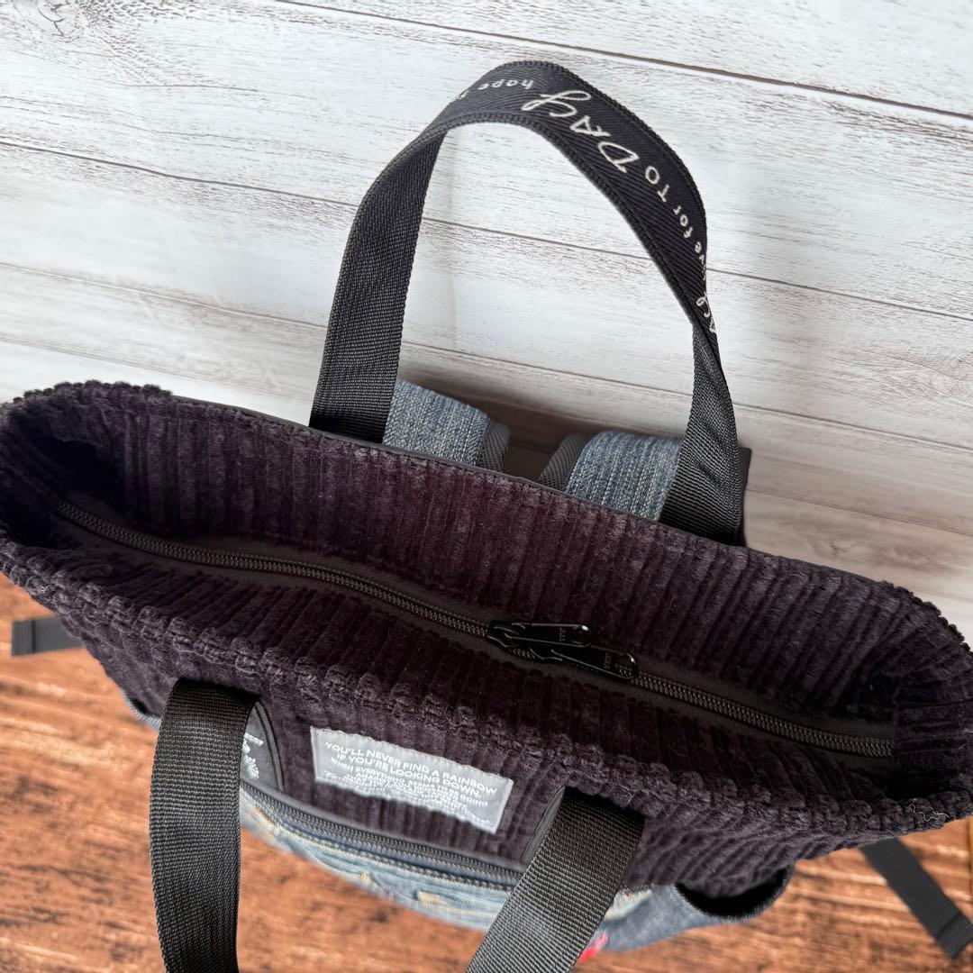 ☆デニムリメイク　ブラックコーデュロイトートリュック☆