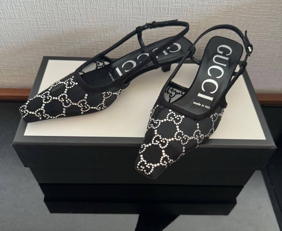 GUCCI GGスリングバックパンプス ブラック