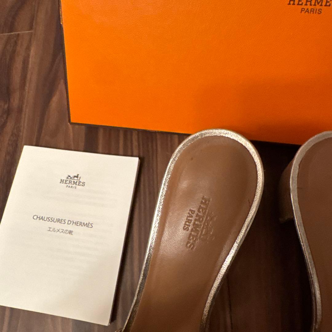 HERMES シルバーサンダル CHAUSSURES D'HERMES