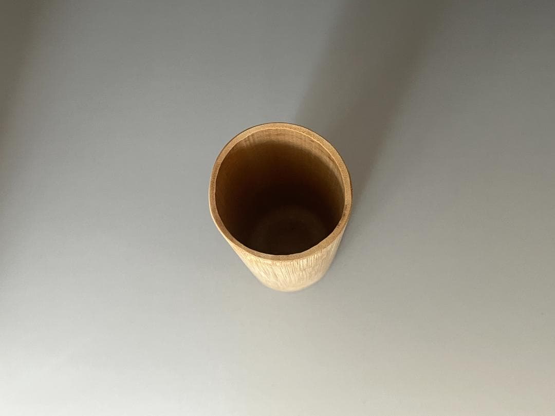 高野宗陵作　竹　一重切　花入　堀内宗完書付　銘「清閑」