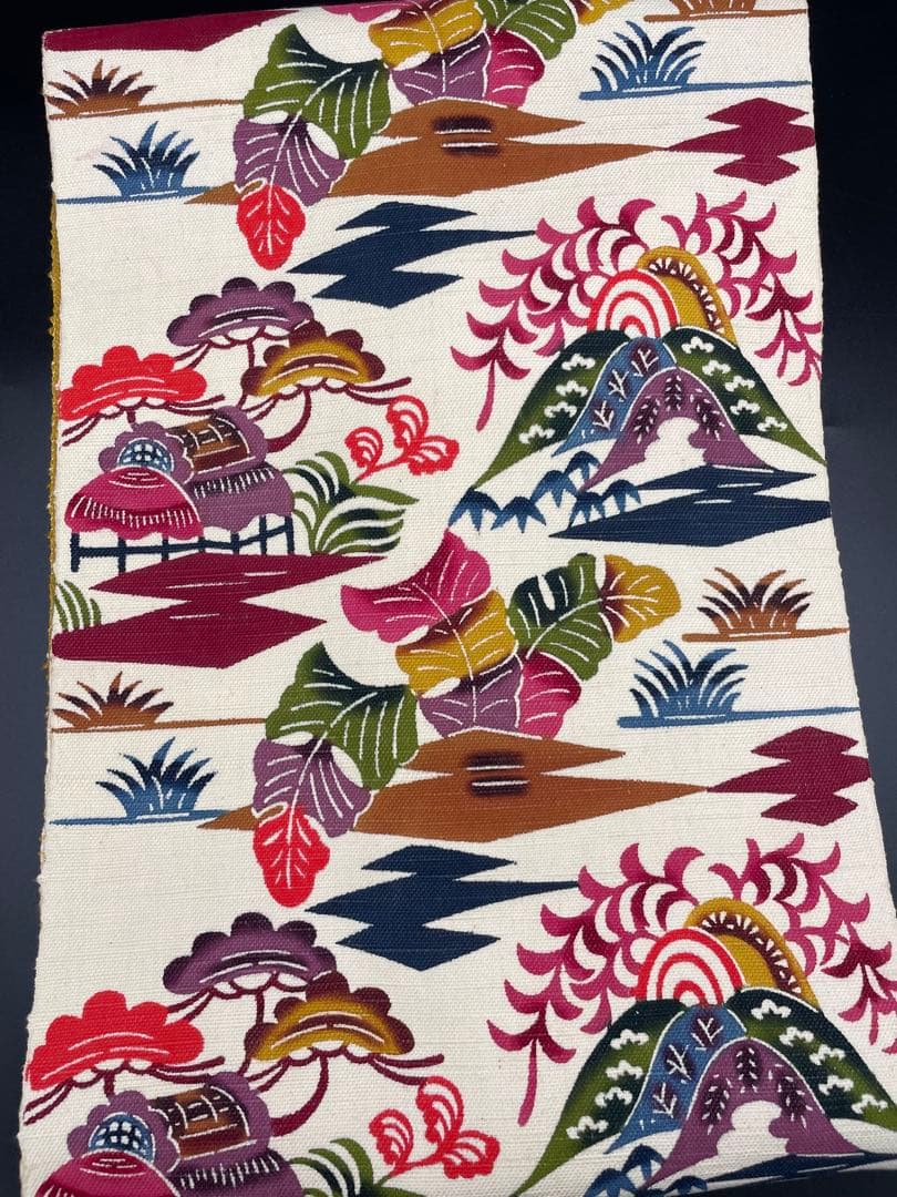 △名古屋帯 洒落帯　高級△ 正絹　紅型　型染　古典柄　293