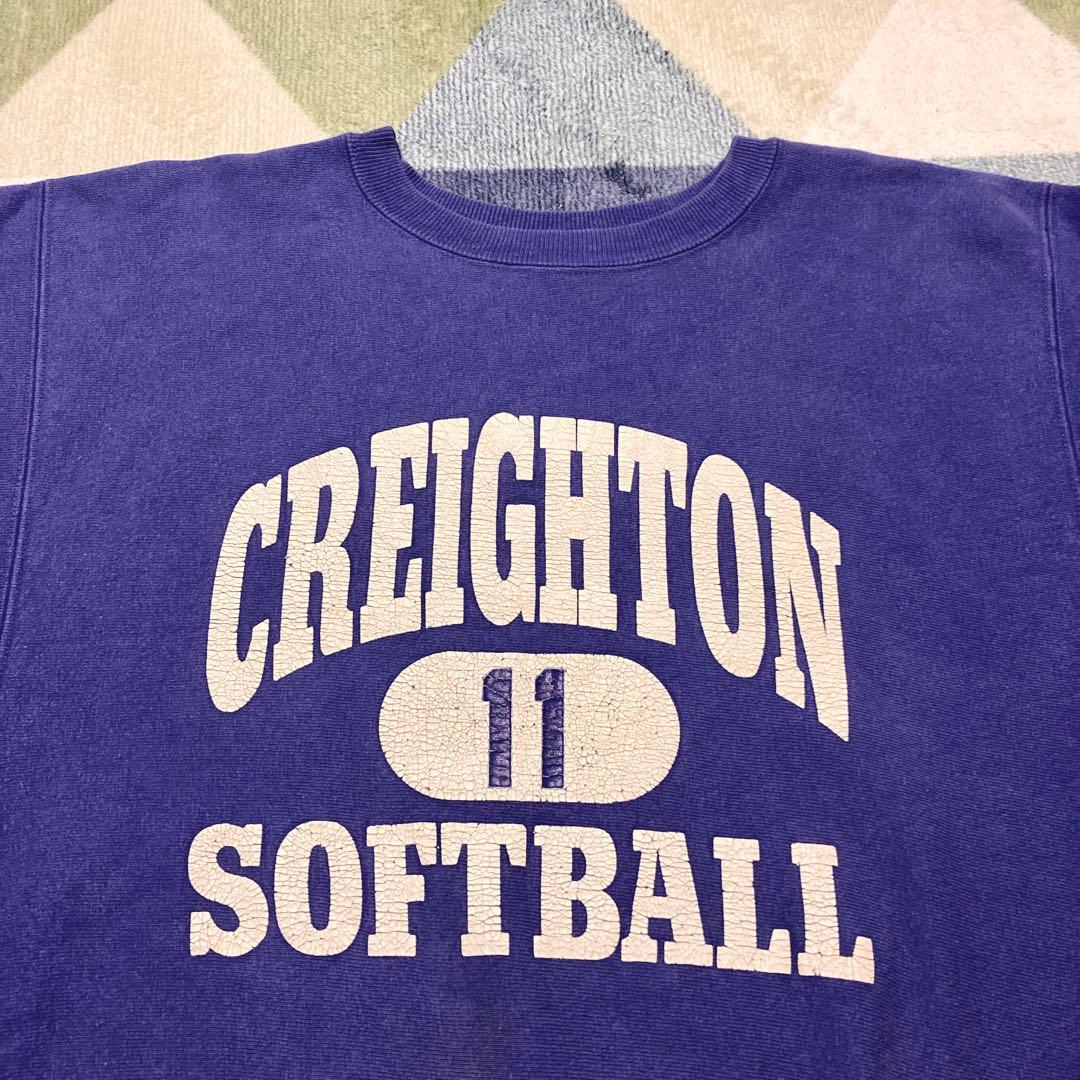 90s Championブルー系三段 リバースウィーブ刺繍タグ XL USA製