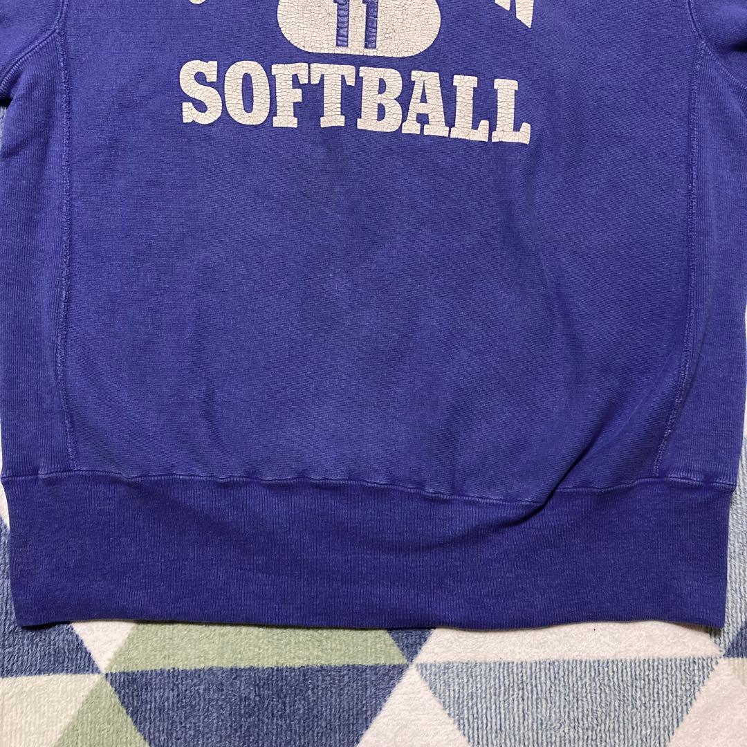 90s Championブルー系三段 リバースウィーブ刺繍タグ XL USA製