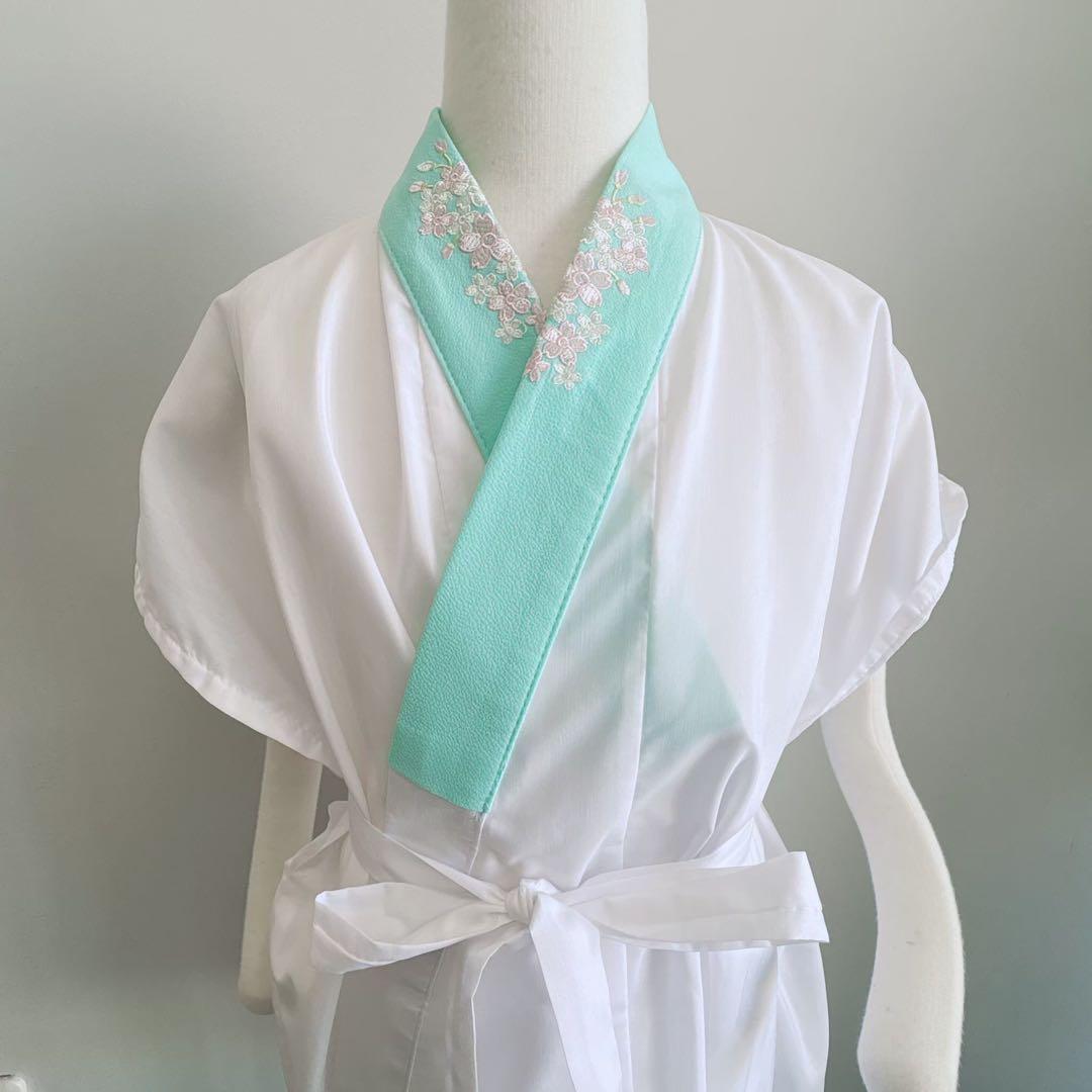 フルセット　七五三７歳女の子　黒地花　緑地袋帯正絹　花菱　半襦袢　7100