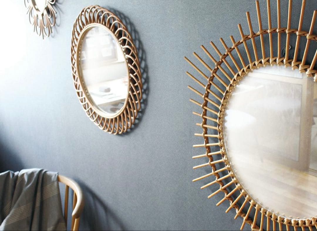 鏡 rotta rattan mirror etoile L