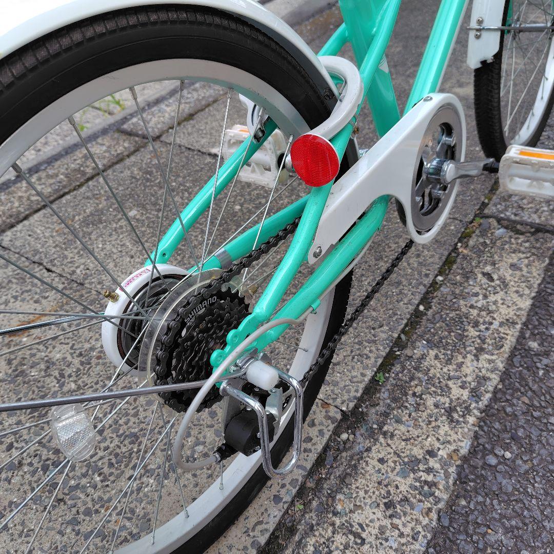 22インチ6段変速付き　アサヒ ジュニアシティ ターコイズ 自転車ヘルメット付き