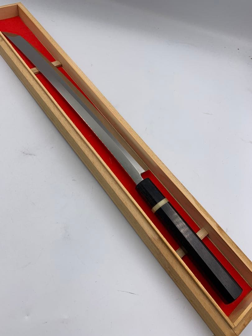 新品　池田辰夫「堺一文字忠國 本焼 柳刃包丁（無銘・鏡面仕上げ）