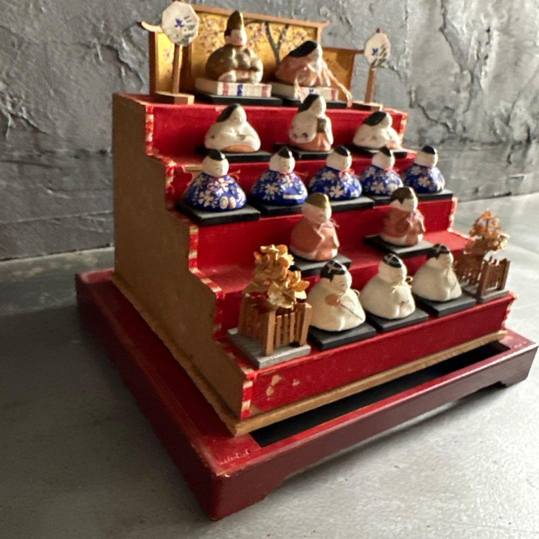 瞬間的お値下げ‼️アンティークミニ雛人形　希少品！雛壇飾り土人形　可愛い