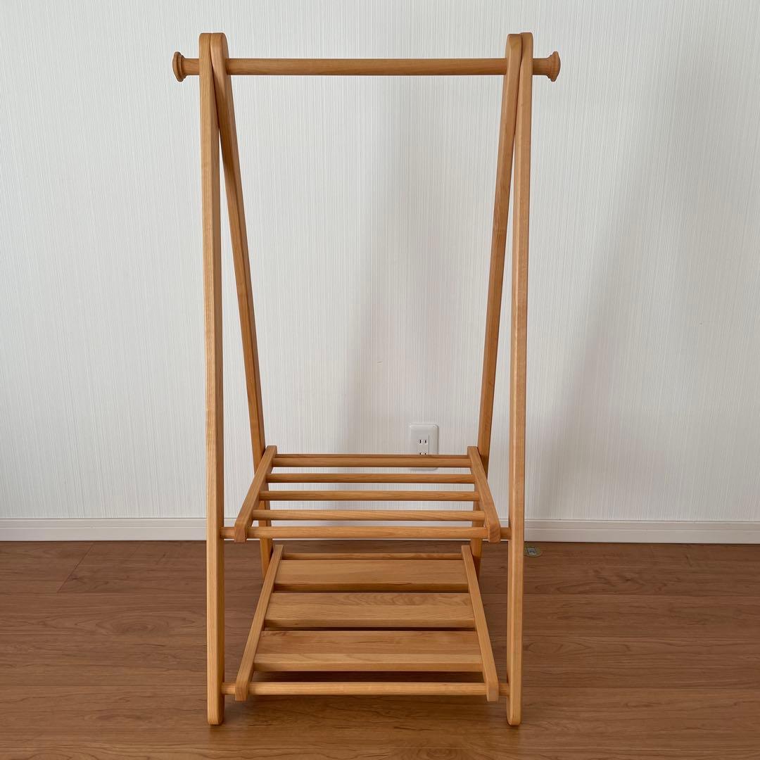 【モモナチュラル】木製ハンガーラックSサイズ(キッズ向き)