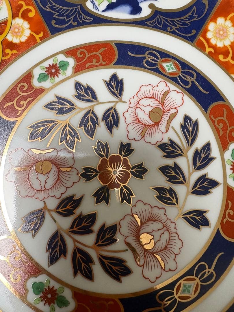 多色花柄の陶器皿　古伊万里　大皿