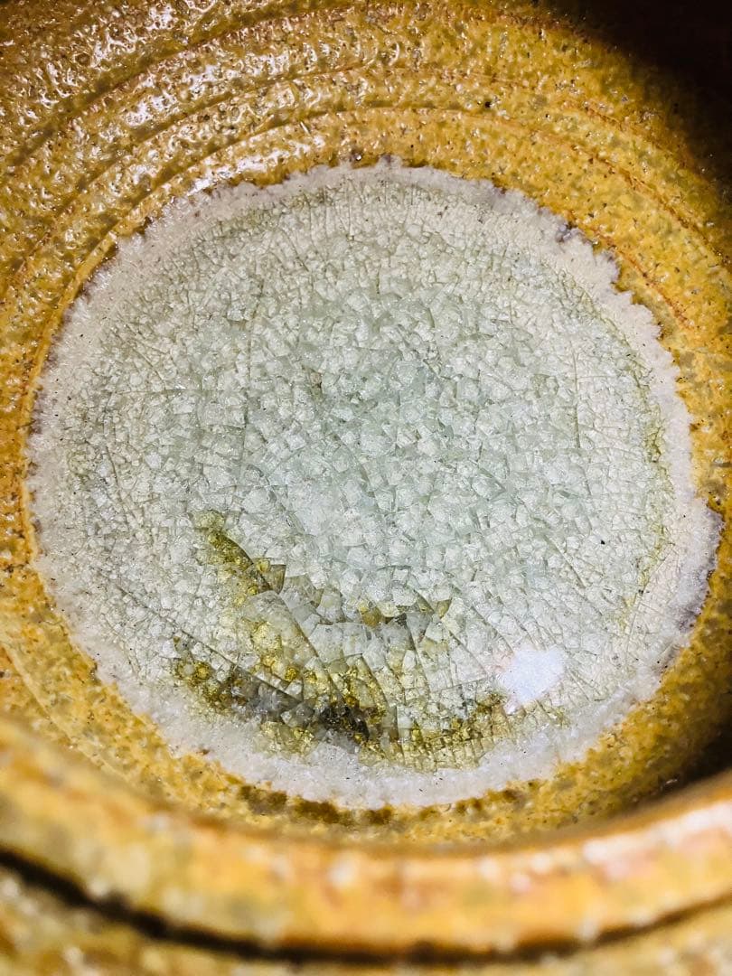 焼物　生花の水盤　黄色い