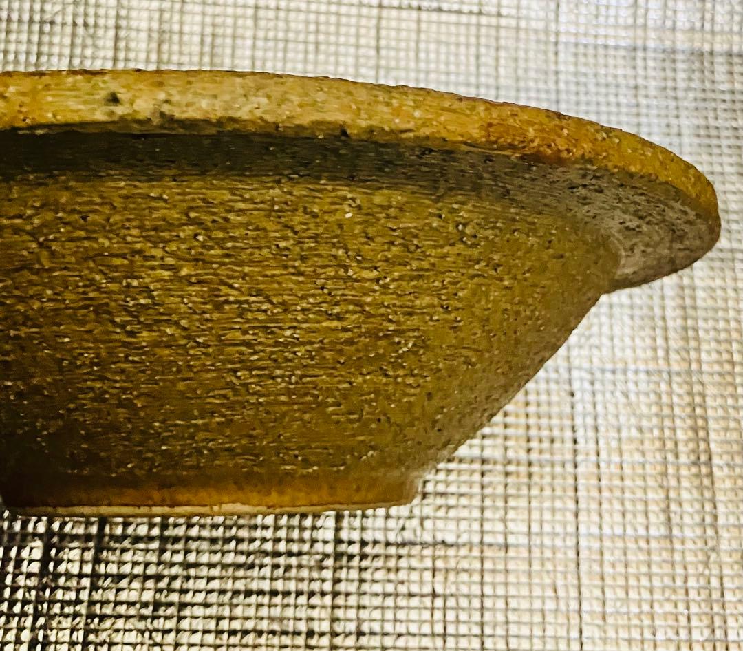 焼物　生花の水盤　黄色い