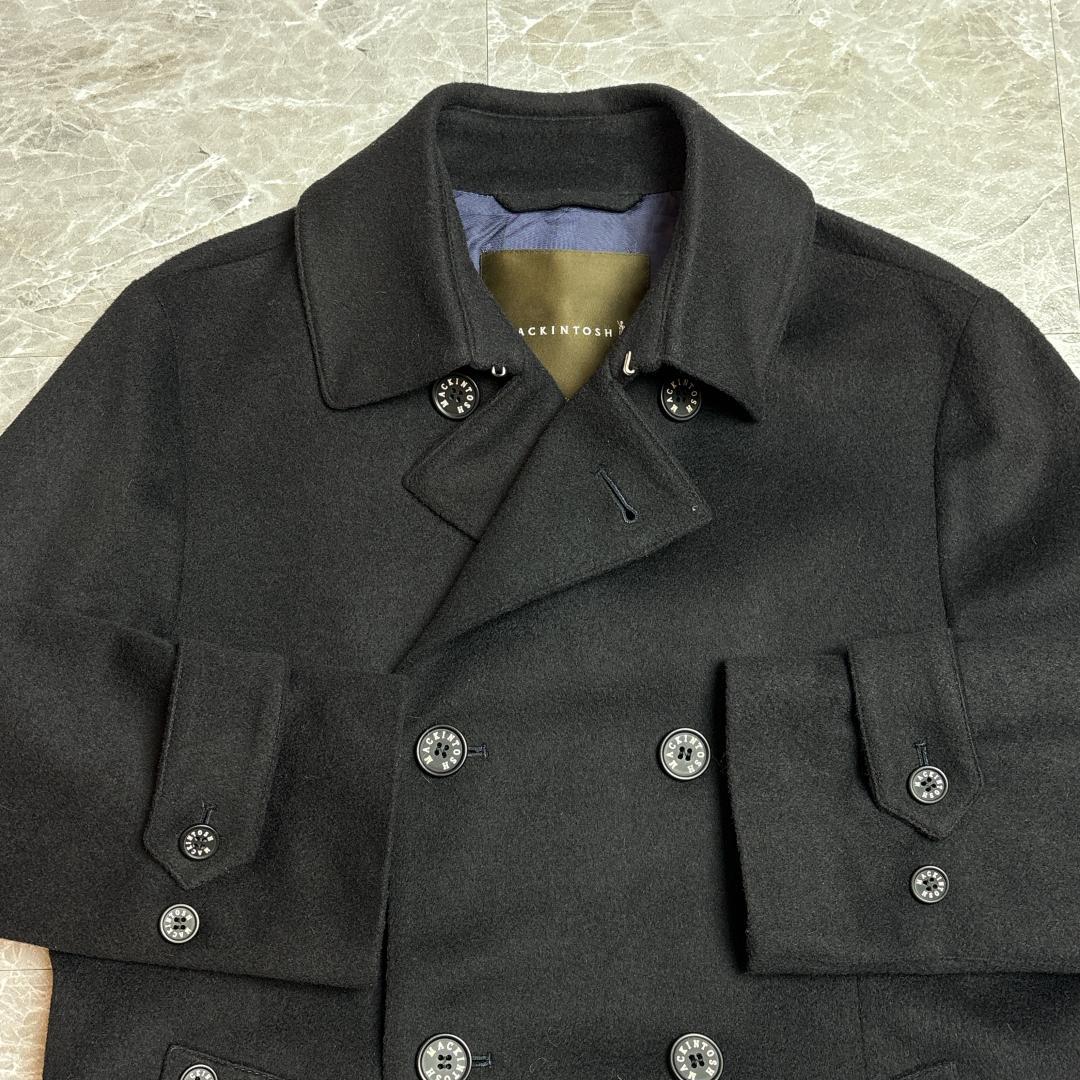 美品 スコットランド製 マッキントッシュ ダブル ウールコート 38 ネイビー