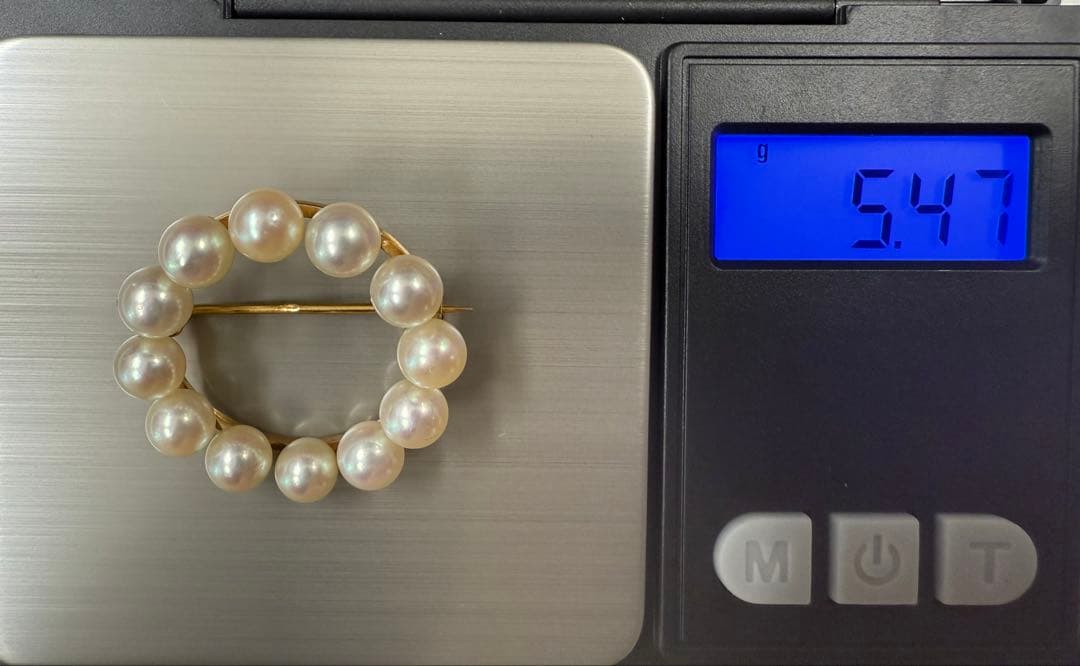 アンティーク　パール　円形ブローチ　鷲の頭ホールマーク(フランスK18)あり