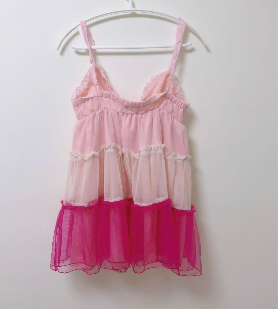 希少 MA*RS ピンクのリボン付き姫系キャミソール