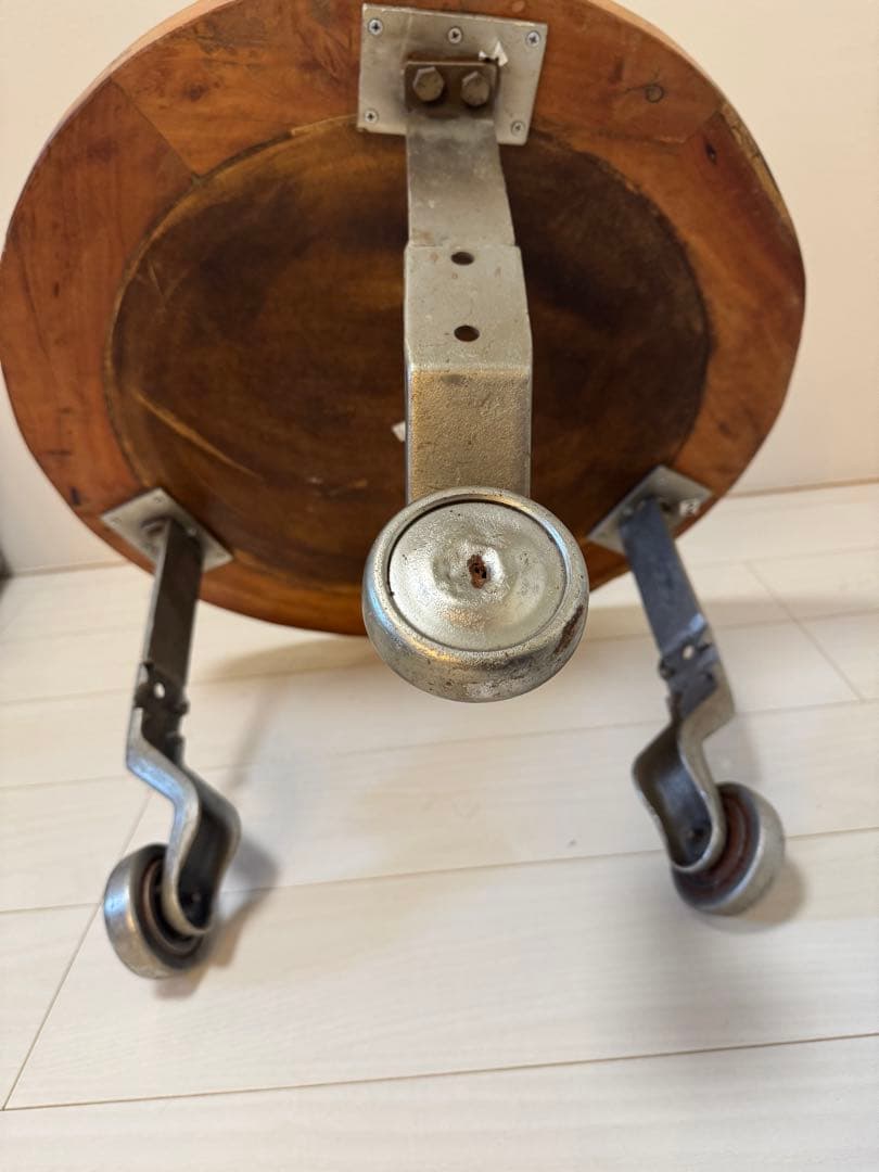 journal standard◆ 木製パッチワーク円卓 金属キャスター付き