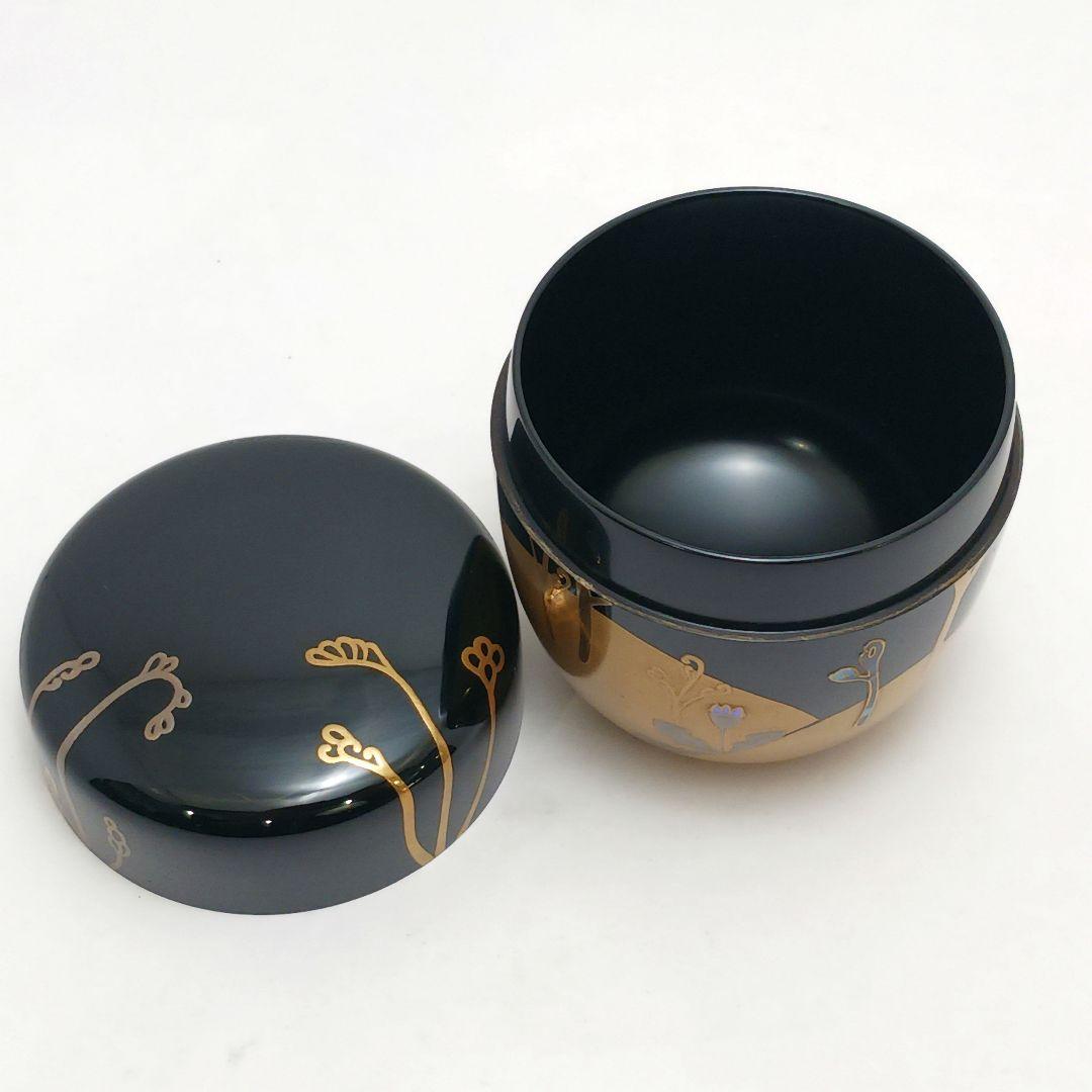Y3031-5 茶道具 塗師 静峰作 金蒔絵 早蕨 棗 共箱　　ma　ち