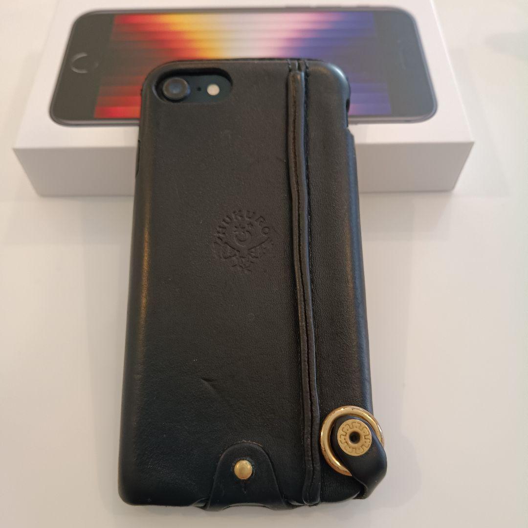 Apple iPhone SE3 ミッドナイト 64G レザーケース付