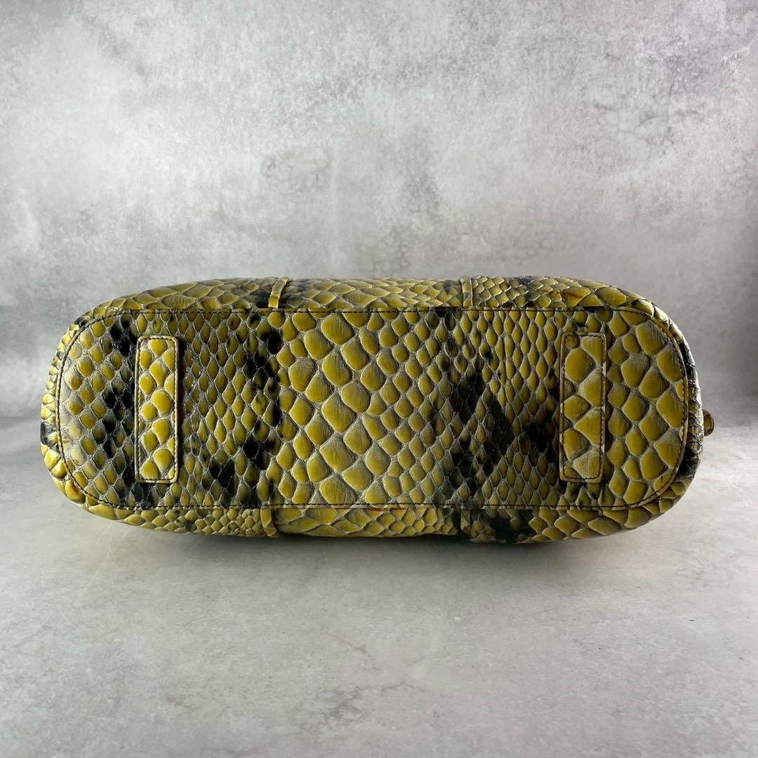 美品✨アルマーニ 2way ボストン ショルダーバッグ パイソン型押し 蛇柄