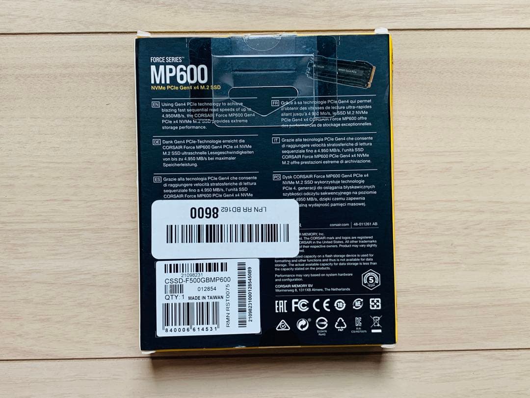 内蔵型SSD Corsair MP600 500GB NVMe SSD