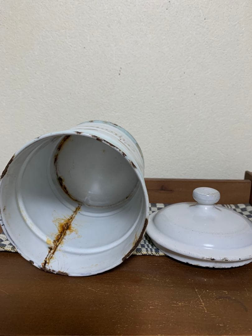 アンティーク　japy パンジー　ホーローキャニスター　ヴィンテージ