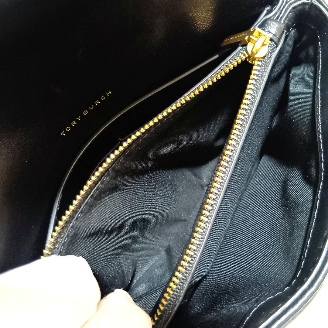 トリーバーチ　ショルダーバッグ　ショルダーウォレット　黒　レザー　キルティング
