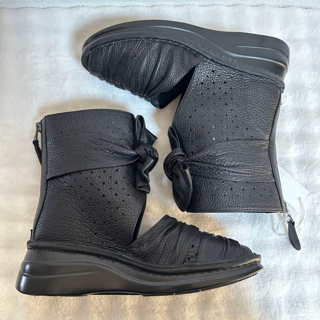 初売りセール！タグ付き⭐️センソユニコ　リボン ブーツ　バックジップ　レザー