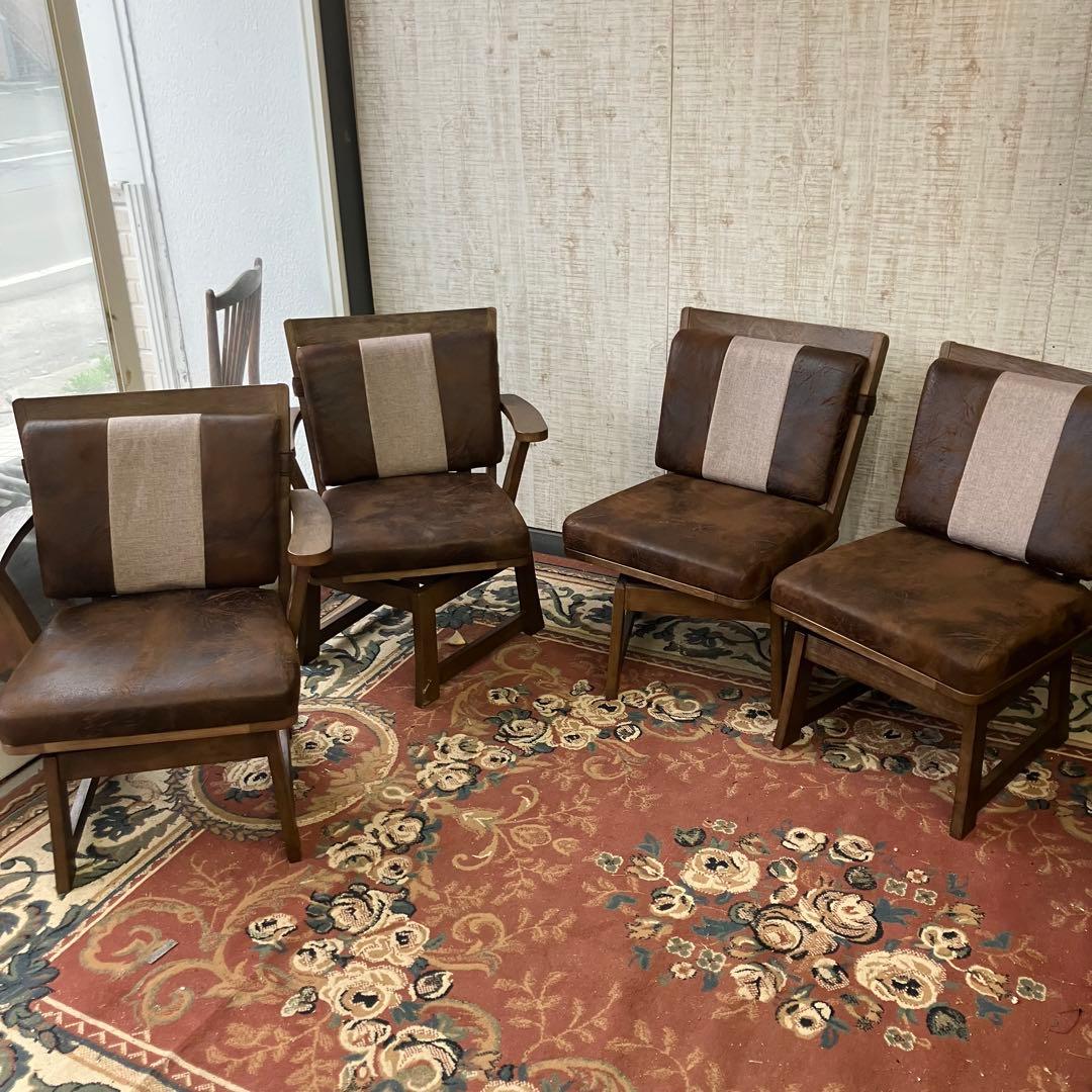 ① 北欧レトロ 上久商店 大川家具 ノゾミ 回転式 天然木製椅子 アームチェア