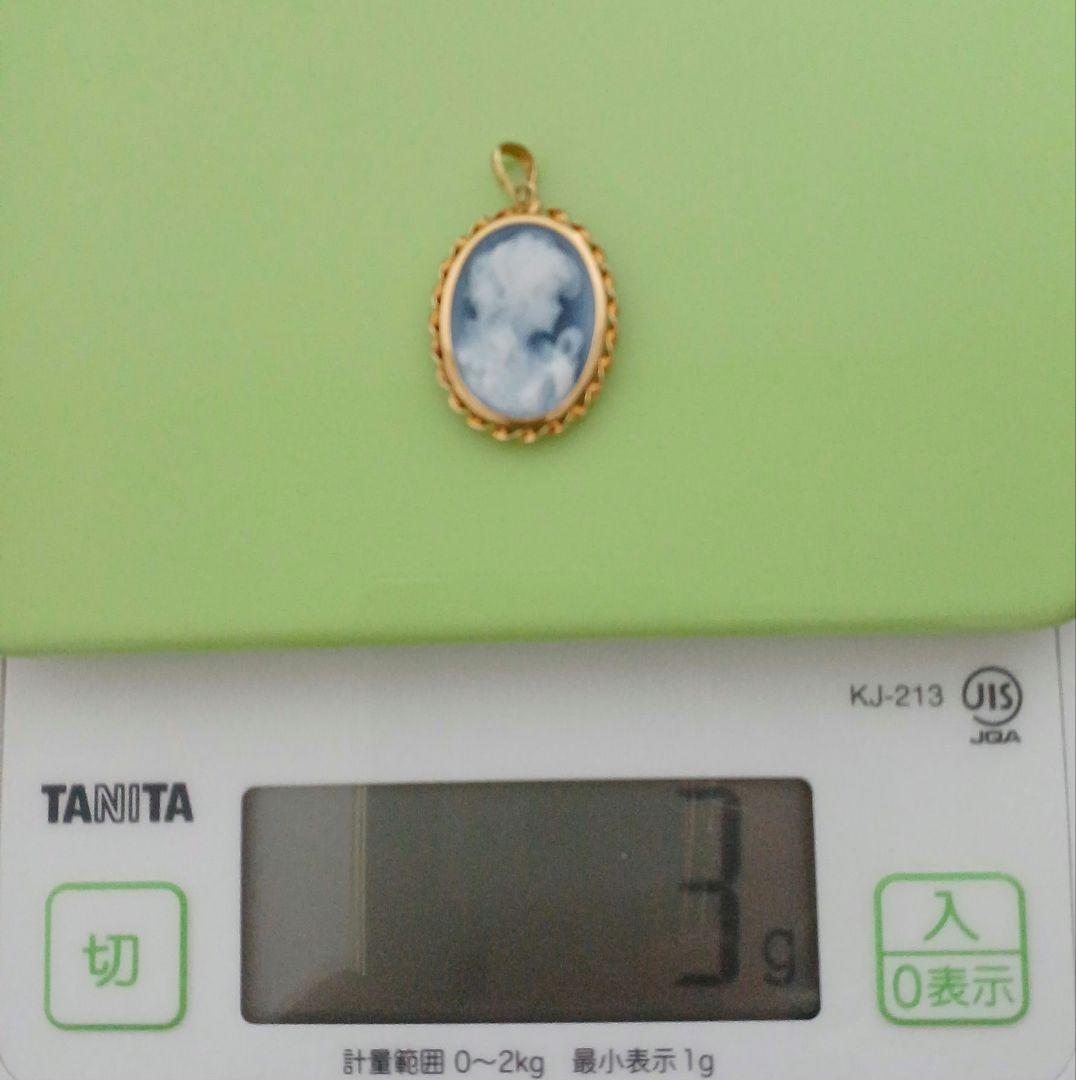 ブルーカメオ　ペンダントトップ　バチカン枠GOLD [最終お値下げです]