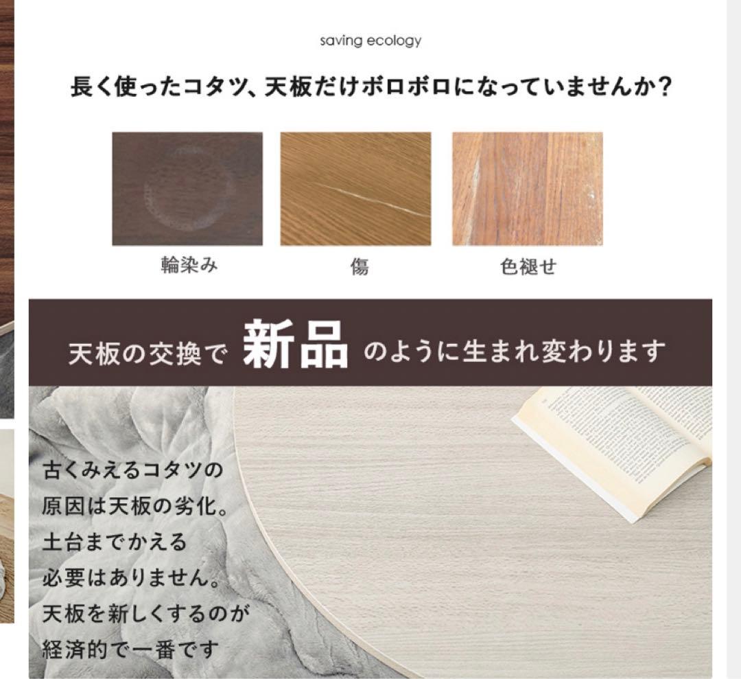 こたつ天板 幅80cm  円型  木目調  ※天板のみです。