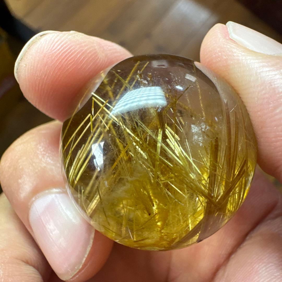 【極上品】ゴールドルチルスフィア　丸玉　クリア