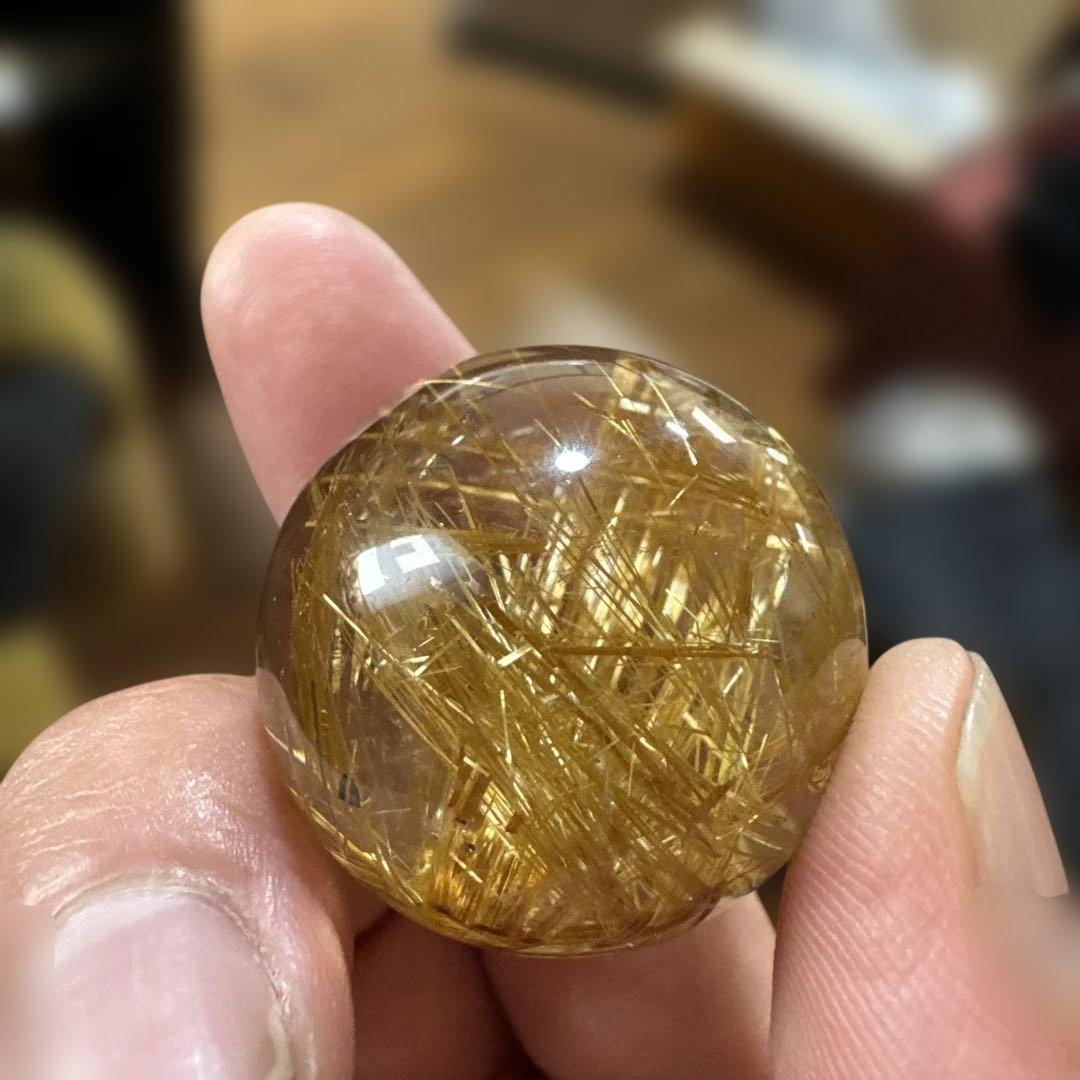 【極上品】ゴールドルチルスフィア　丸玉　クリア