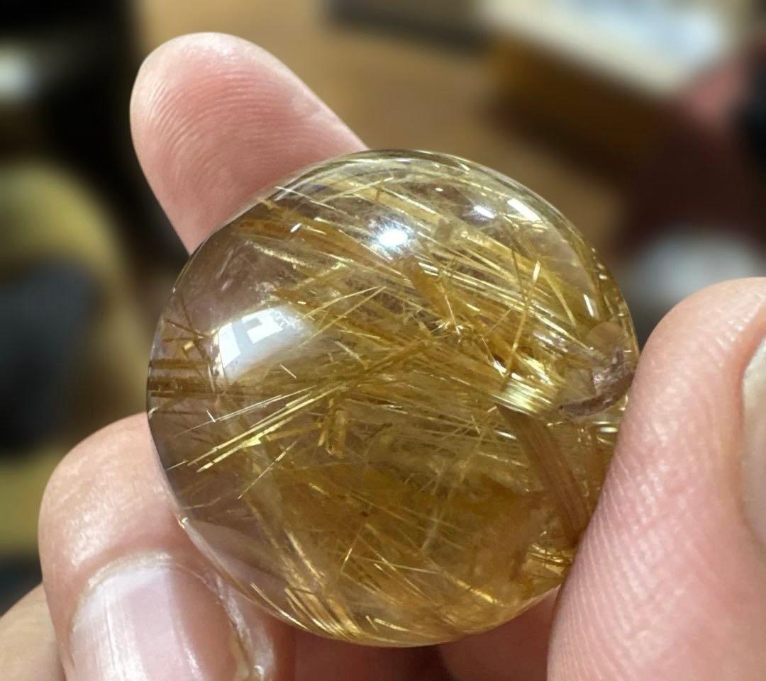 【極上品】ゴールドルチルスフィア　丸玉　クリア