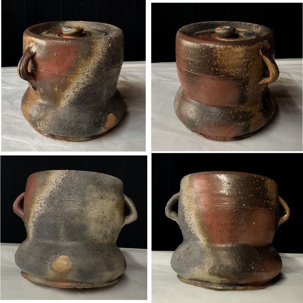 F1126 小西陶蔵 備前焼 耳付 水指 共箱 茶道具