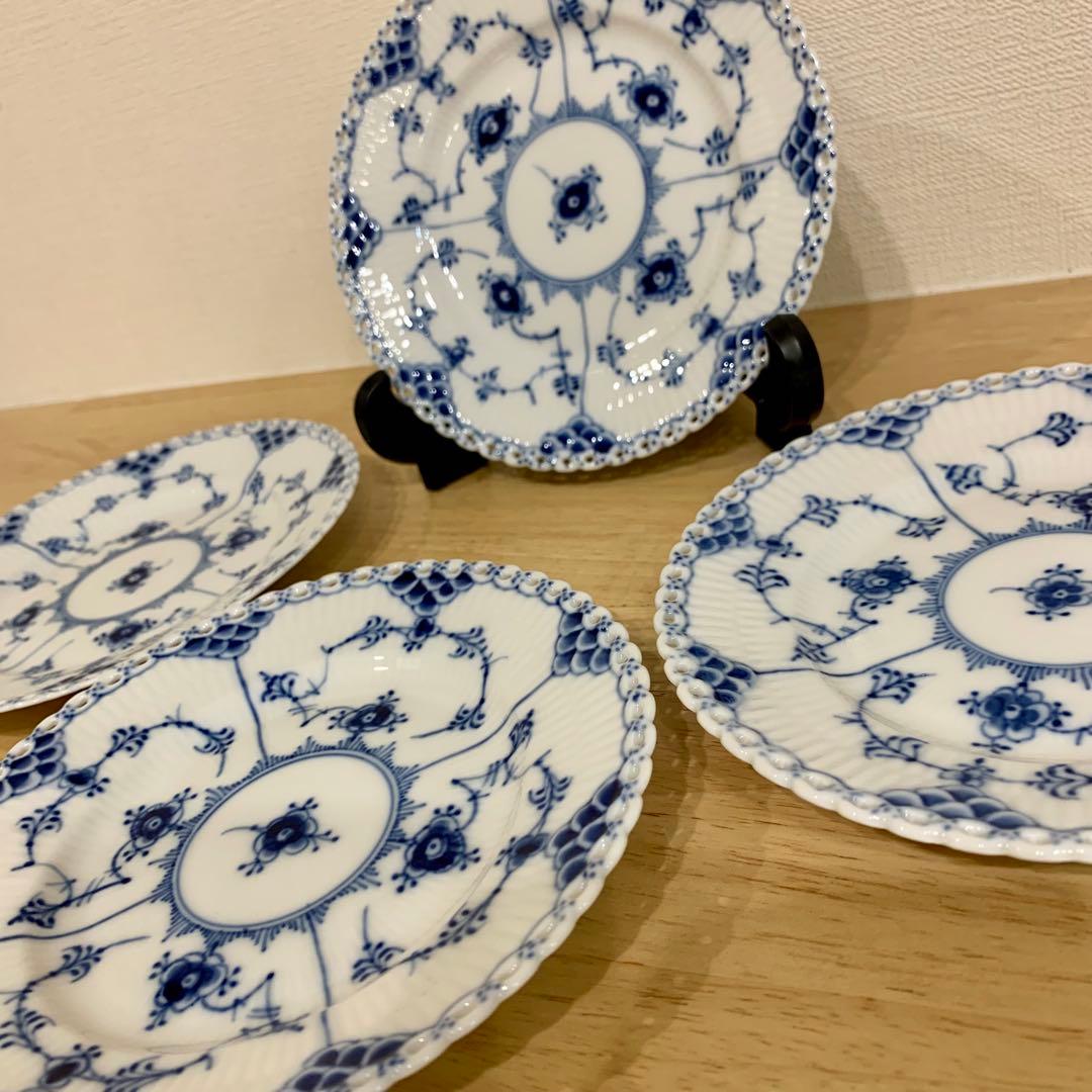 ロイヤルコペンハーゲン ブルーフルーテッド フルレース 6インチ プレート 4枚