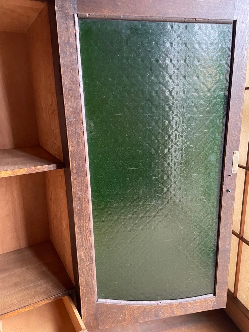 すりガラス アンティーク 昭和 レトロ キャビネット 食器棚 収納棚 本棚