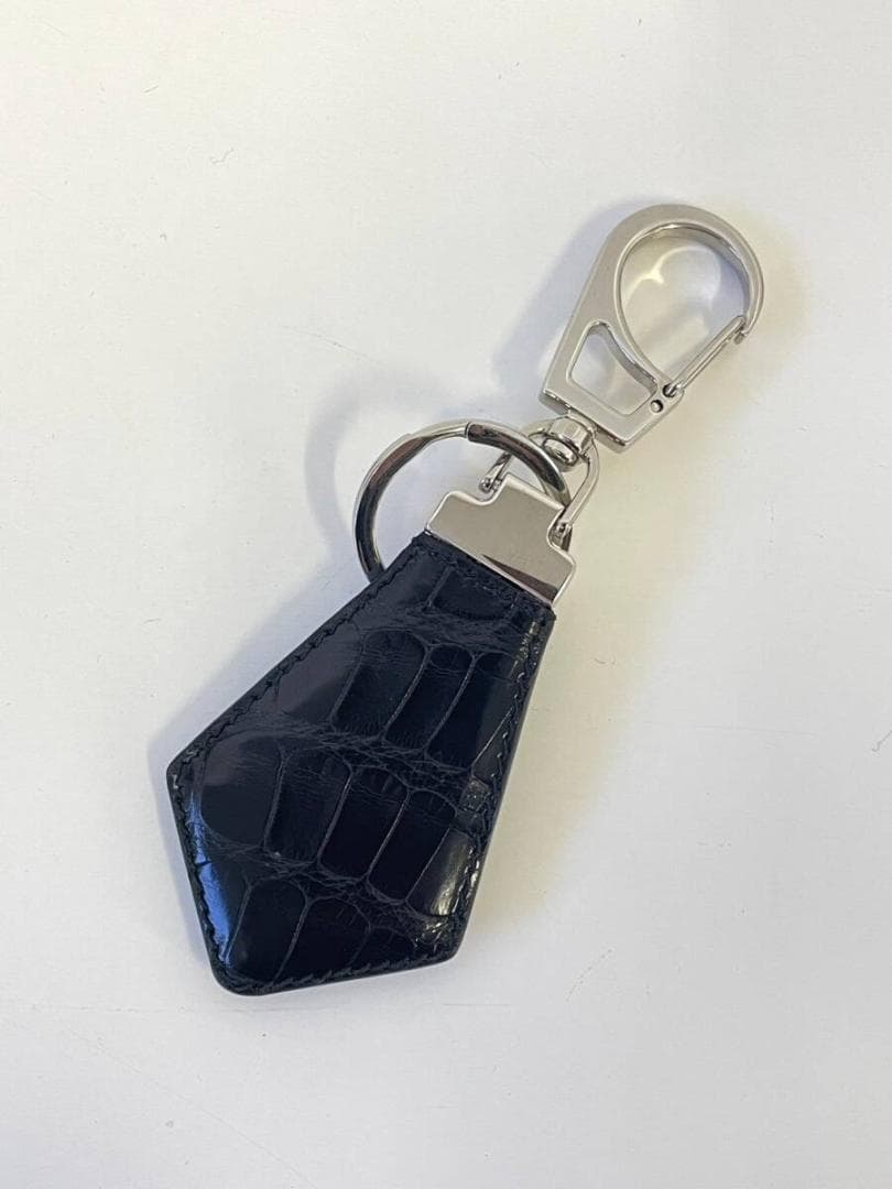 PRADA プラダ★トライアングルロゴプレートクロコダイルレザーキーリング