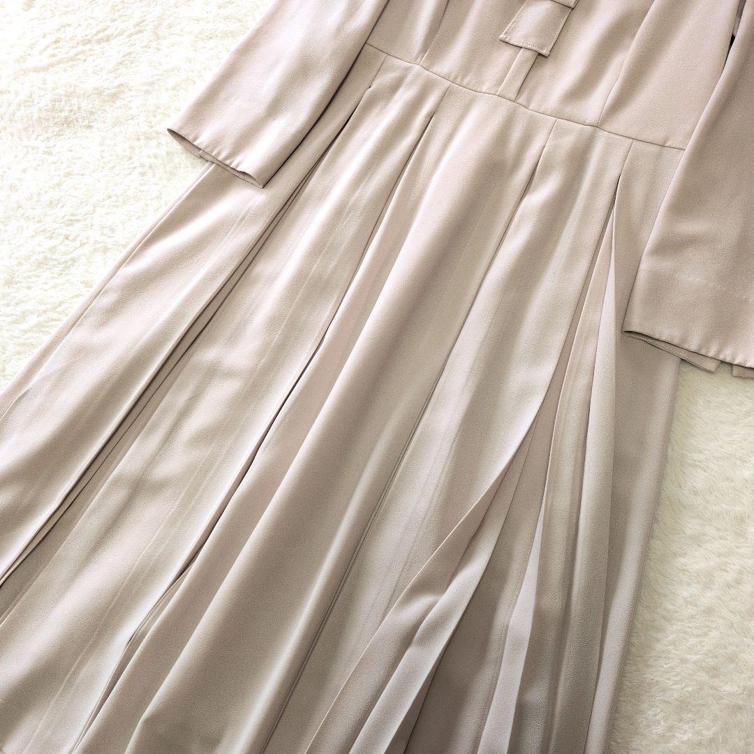 セルフォード ボウタイプリーツワンピース　セレモニー　ライトベージュ　M