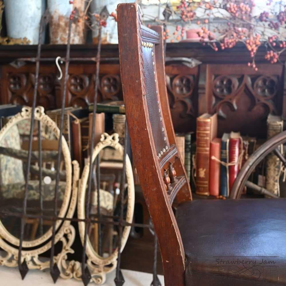 ふ*が様 L3710-2-4 英国アンティーク レザー ダイニングチェア キッチ