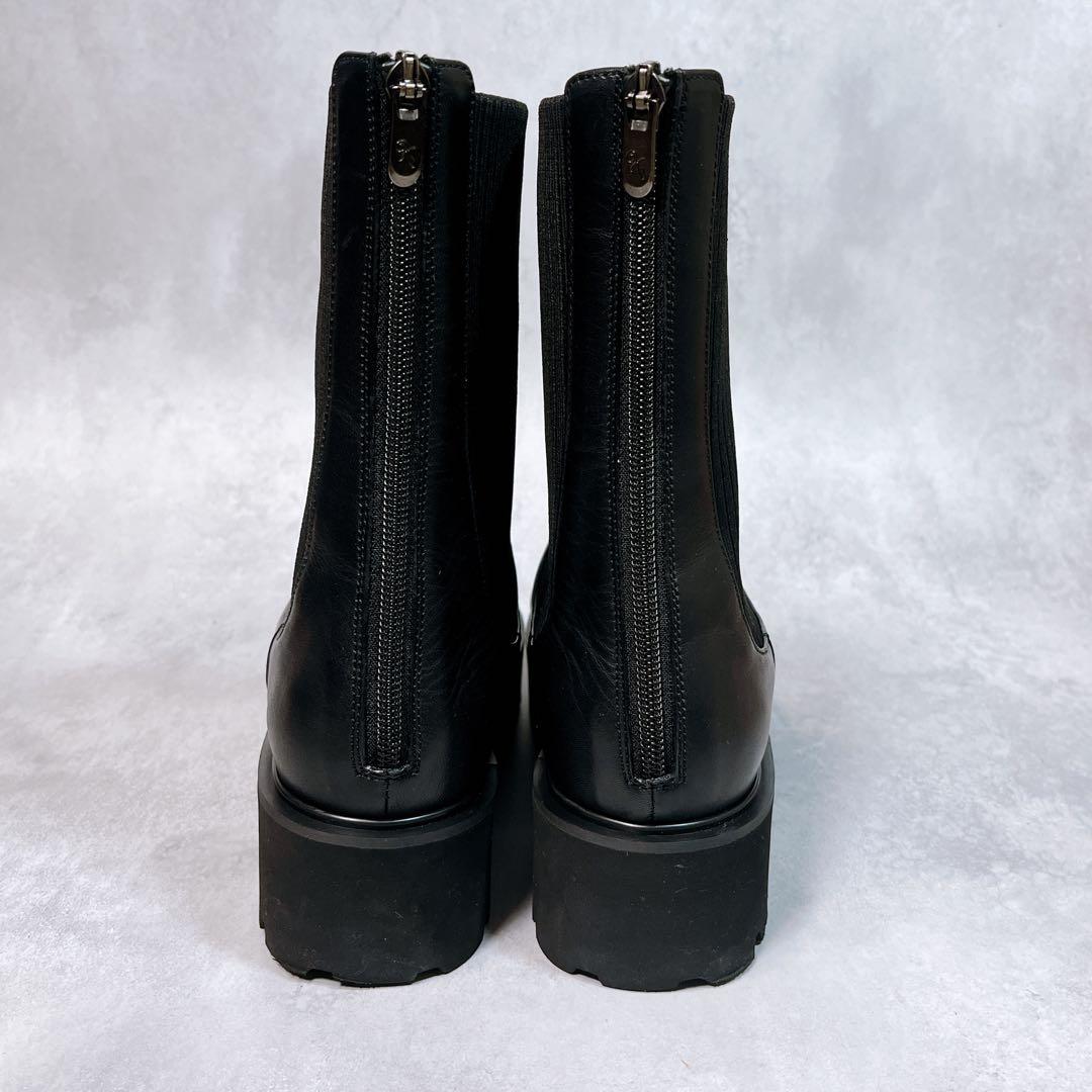☆美品☆【銀座かねまつ】アクアベルリブニットショートブーツ (24) 厚底　黒