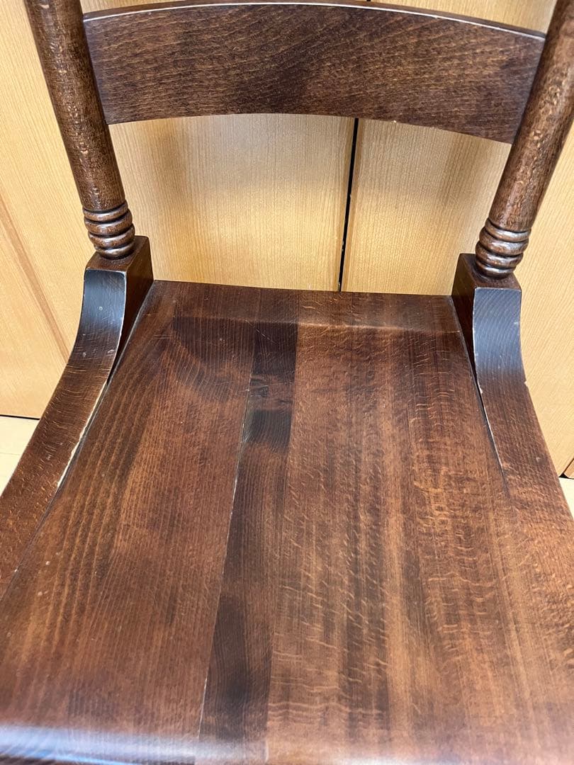 木製シンプルチェア ダークブラウン アンティーク