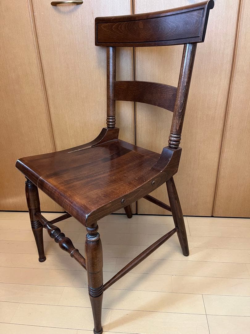 木製シンプルチェア ダークブラウン アンティーク