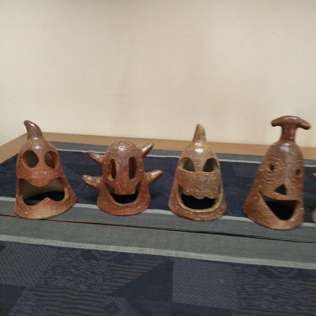 面白い 明かりカバー 6ケ 備前焼