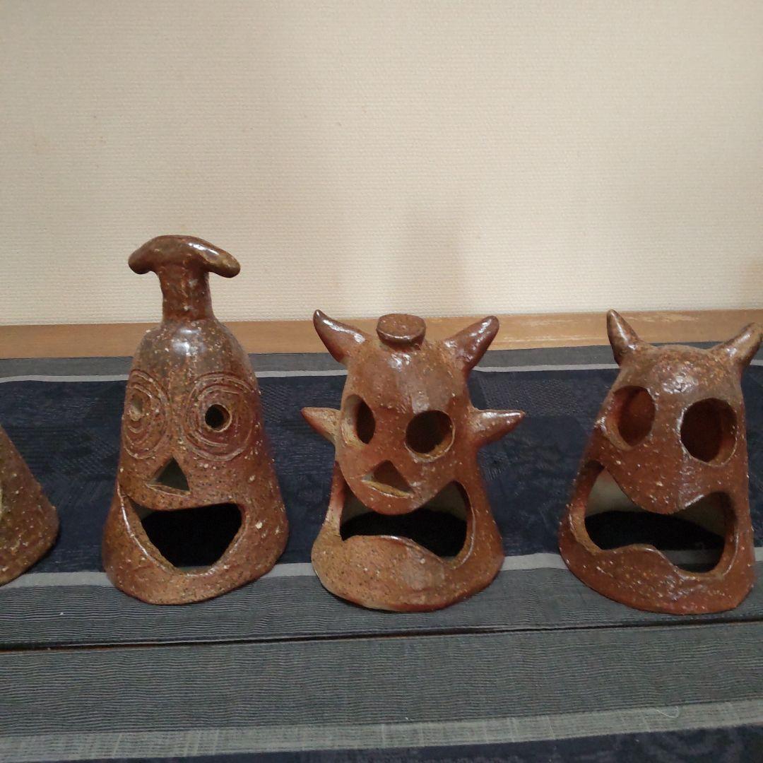 面白い 明かりカバー 6ケ 備前焼