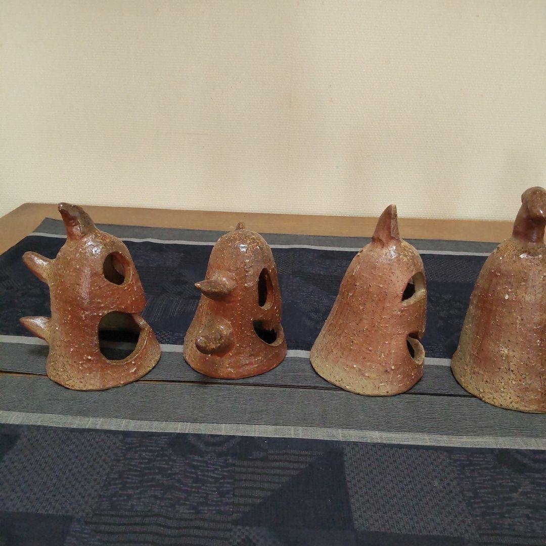 面白い 明かりカバー 6ケ 備前焼