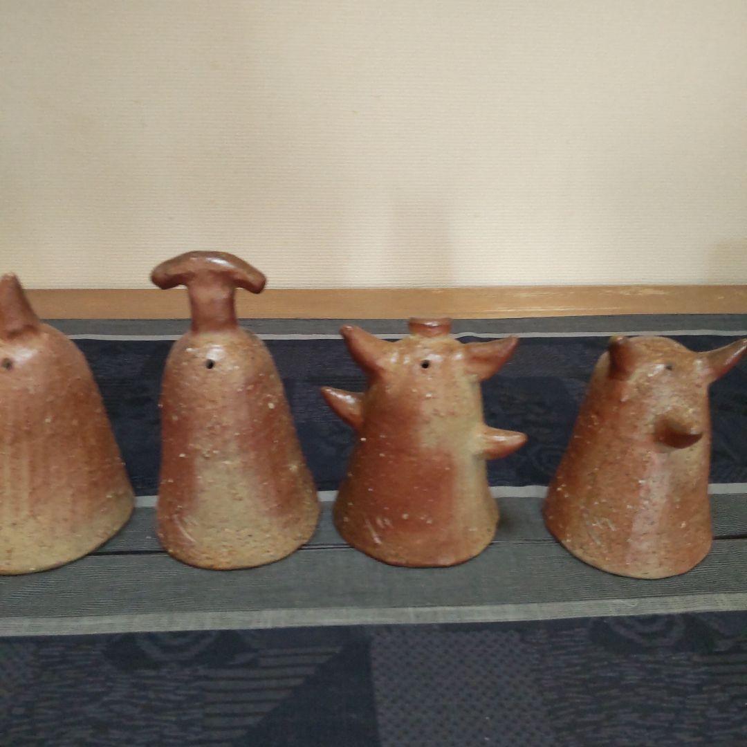 面白い 明かりカバー 6ケ 備前焼